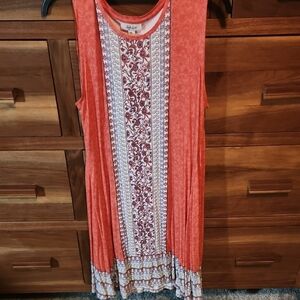 Style & Co. Coral and White Sleeveless Dress